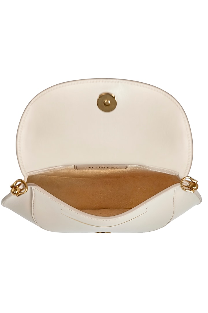 Dove Grey Leather Sling Bag by Tarun Tahiliani Accessories at Pernia's Pop Up Shop