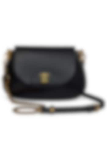 Black Leather Sling Bag by Tarun Tahiliani Accessories at Pernia's Pop Up Shop