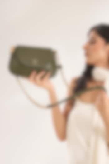 Olive Green Leather Chain Strap Sling Bag by Tarun Tahiliani Accessories at Pernia's Pop Up Shop