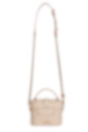 Dove Grey Leather Structured Vanity Bag by Tarun Tahiliani Accessories at Pernia's Pop Up Shop