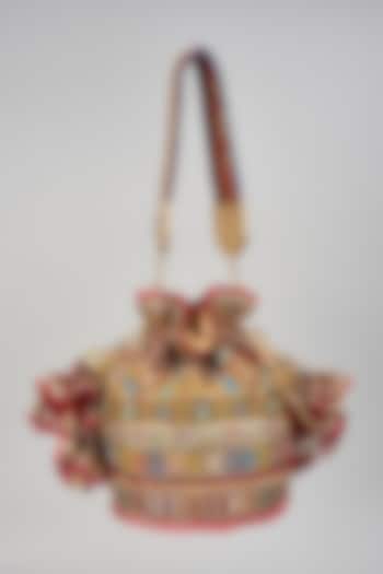 Orange Silk Dupion Embroidered Potli by Tarun Tahiliani Accessories at Pernia's Pop Up Shop