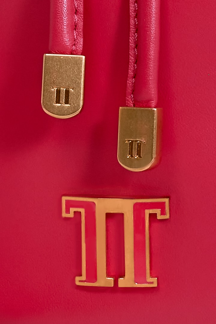 Ruby Rouge Leather Bucket Bag by Tarun Tahiliani Accessories at Pernia's Pop Up Shop