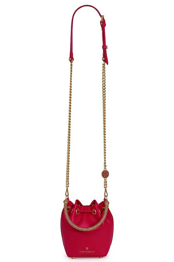Ruby Rouge Leather Bucket Bag by Tarun Tahiliani Accessories at Pernia's Pop Up Shop