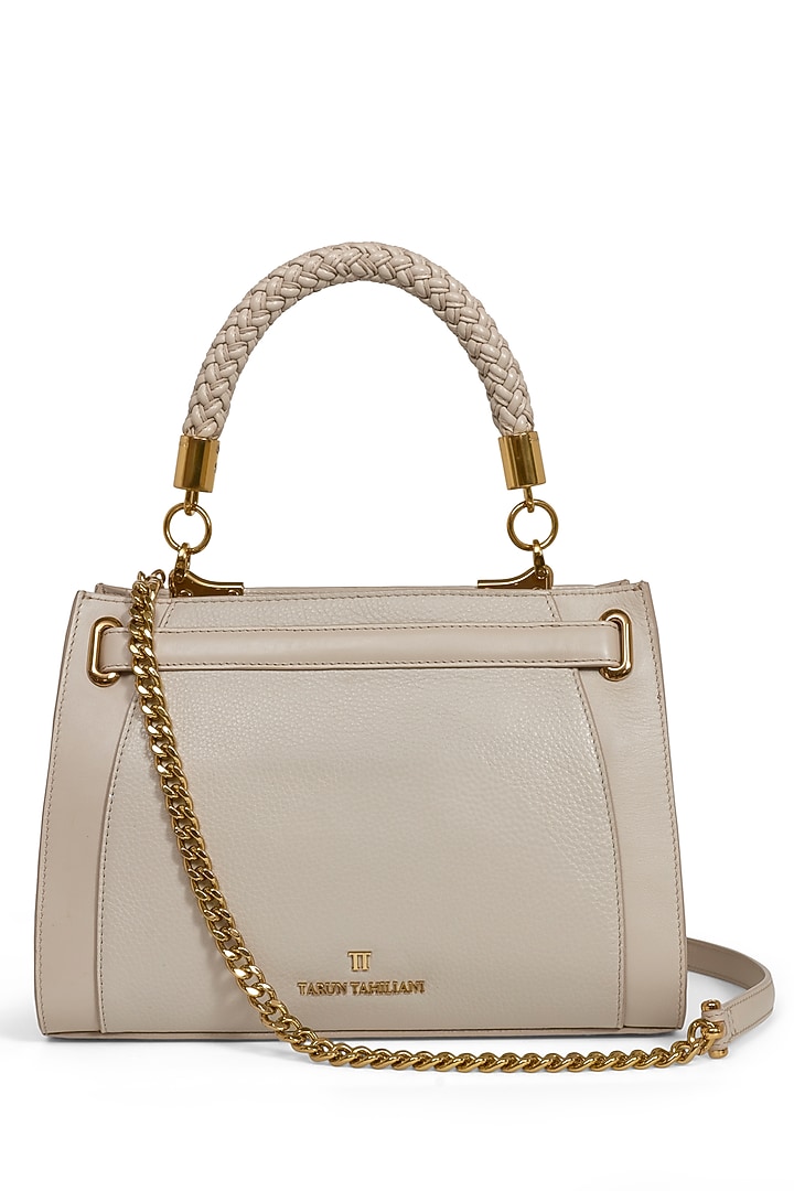 Dove Grey Leather Hand Bag by Tarun Tahiliani Accessories at Pernia's Pop Up Shop