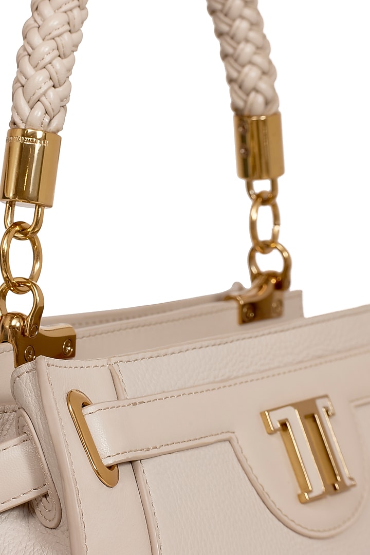 Dove Grey Leather Hand Bag by Tarun Tahiliani Accessories at Pernia's Pop Up Shop