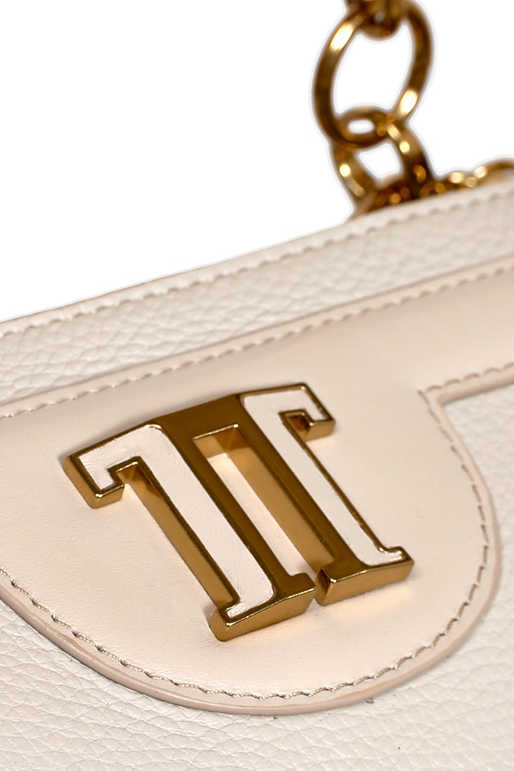 Dove Grey Leather Hand Bag by Tarun Tahiliani Accessories at Pernia's Pop Up Shop