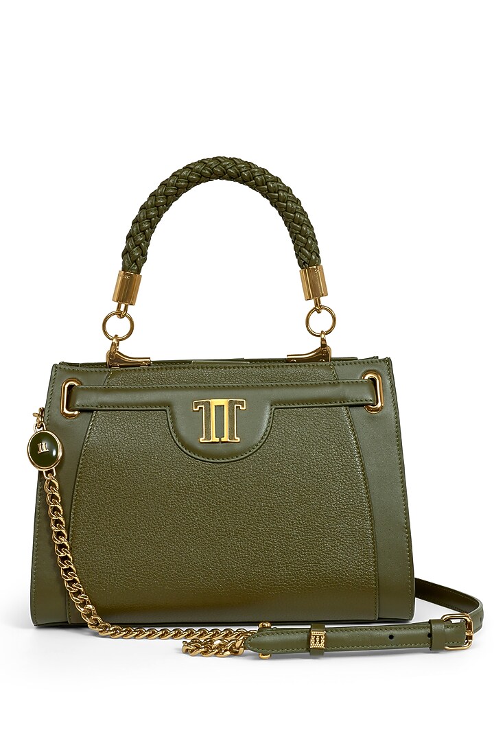 Jade Jewel Leather Hand Bag by Tarun Tahiliani Accessories at Pernia's Pop Up Shop