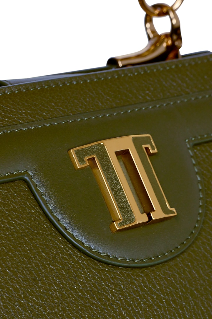 Jade Jewel Leather Hand Bag by Tarun Tahiliani Accessories at Pernia's Pop Up Shop
