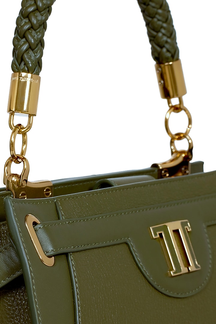 Jade Jewel Leather Hand Bag by Tarun Tahiliani Accessories at Pernia's Pop Up Shop