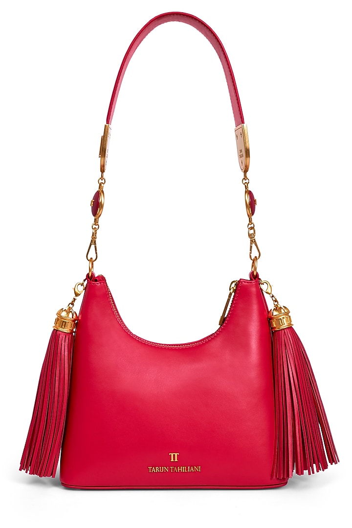 Ruby Rouge Leather Structured Shoulder Bag by Tarun Tahiliani Accessories at Pernia's Pop Up Shop
