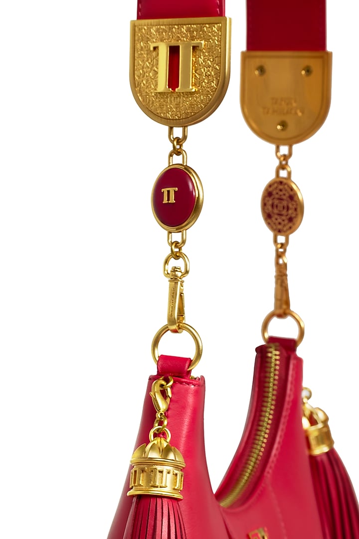Ruby Rouge Leather Structured Shoulder Bag by Tarun Tahiliani Accessories at Pernia's Pop Up Shop