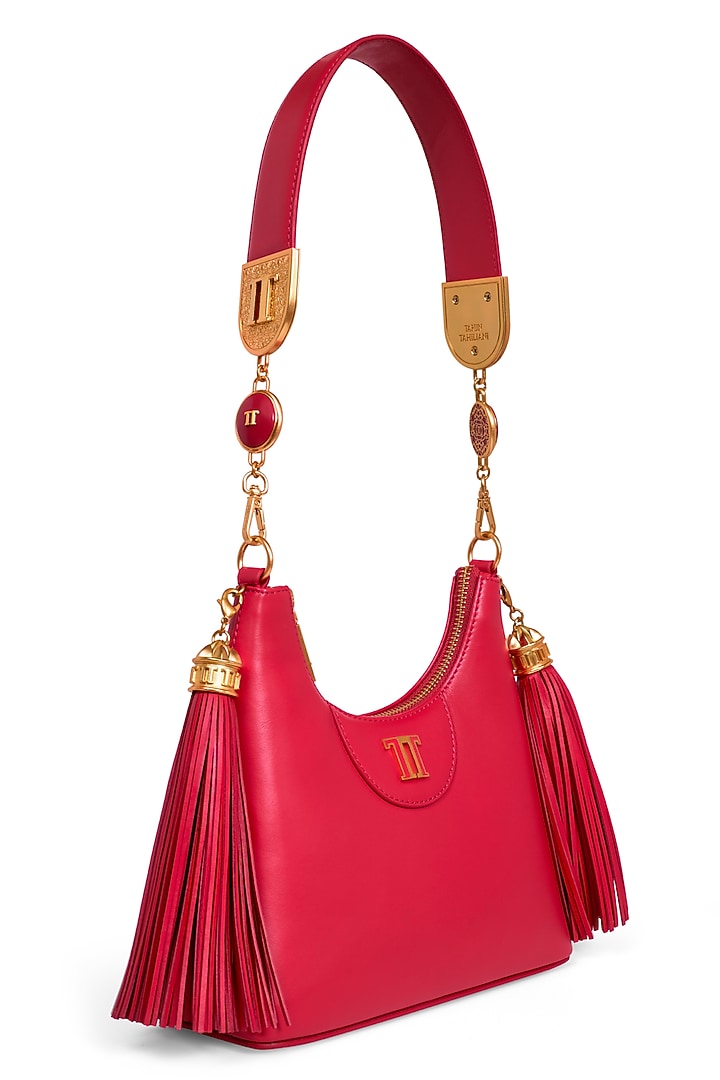 Ruby Rouge Leather Structured Shoulder Bag by Tarun Tahiliani Accessories at Pernia's Pop Up Shop