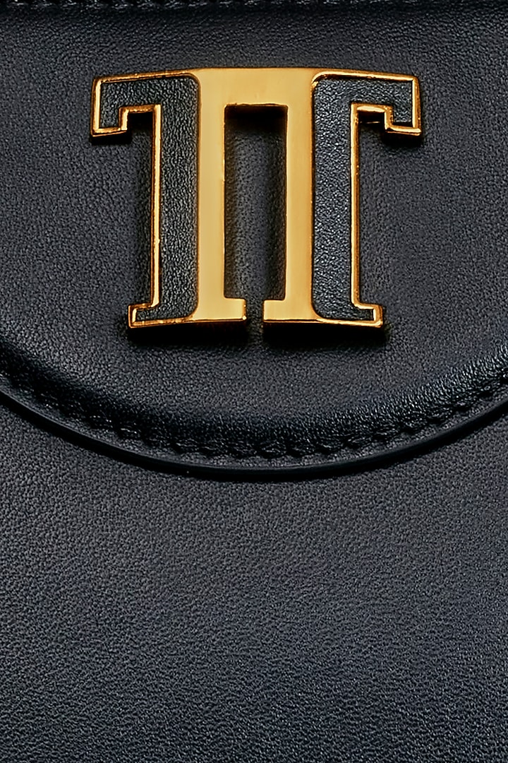 Black Leather Tote Bag by Tarun Tahiliani Accessories at Pernia's Pop Up Shop