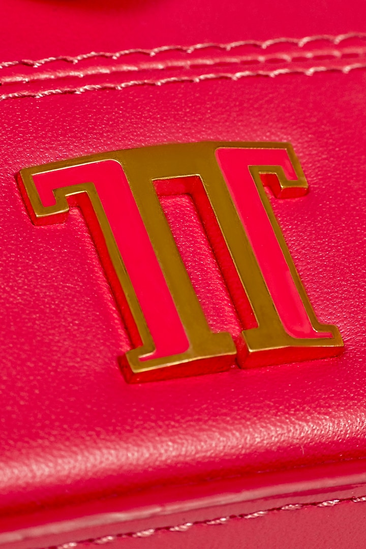 Ruby Rouge Leather Structured Vanity Bag by Tarun Tahiliani Accessories at Pernia's Pop Up Shop