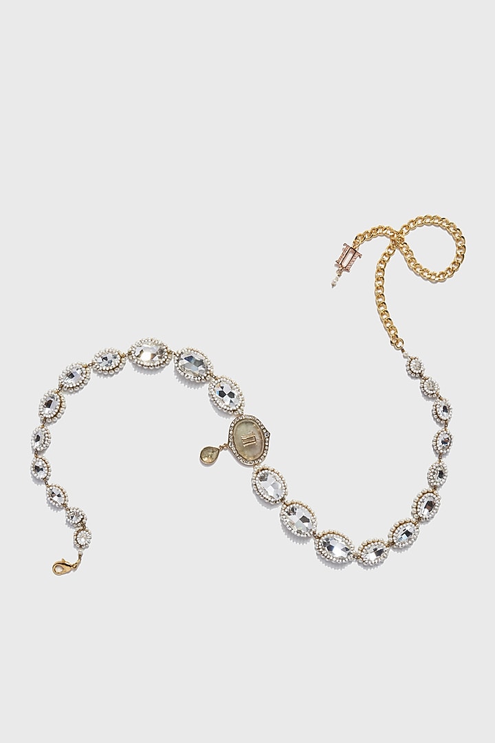 Ivory Metal Wire & Green Amethyst Stone Gilded Belt by Tarun Tahiliani Accessories at Pernia's Pop Up Shop