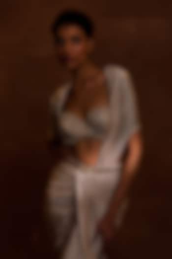 Taupe Crystal & Cut Beaded Clasp Belt by Tarun Tahiliani Accessories at Pernia's Pop Up Shop