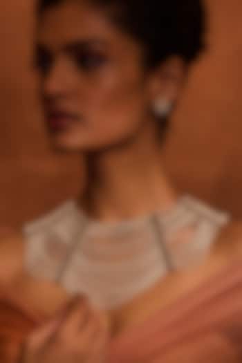 Ivory Swarovski Pearl & Zircon Necklace In Sterling Silver by Tarun Tahiliani Accessories at Pernia's Pop Up Shop