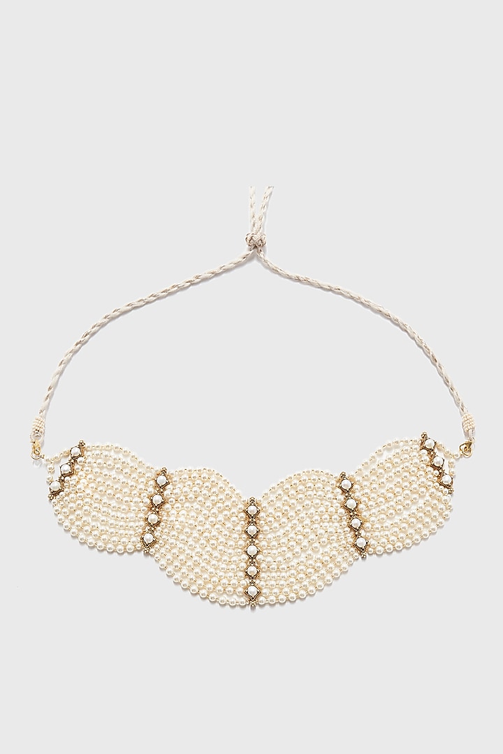 Ivory Freshwater & Swarovski Pearl Choker Necklace In Sterling Silver by Tarun Tahiliani Jewellery at Pernia's Pop Up Shop