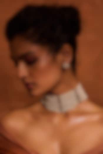 Ivory Freshwater & Swarovski Pearl Choker Necklace In Sterling Silver by Tarun Tahiliani Accessories at Pernia's Pop Up Shop