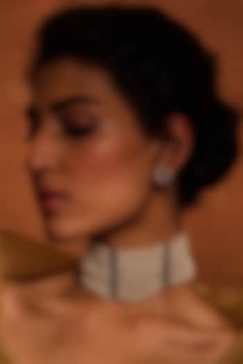 Ivory Freshwater & Swarovski Pearl Choker Necklace In Sterling Silver by Tarun Tahiliani Accessories at Pernia's Pop Up Shop