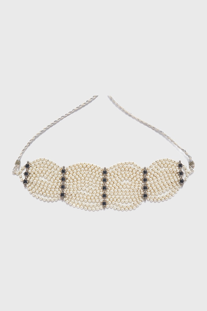 Ivory Freshwater & Swarovski Pearl Choker Necklace In Sterling Silver by Tarun Tahiliani Jewellery at Pernia's Pop Up Shop