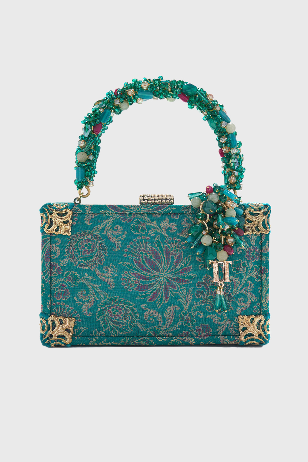 Teal satin clutch bag 2025