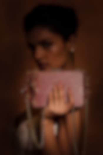 Red Brocade & Viscose Satin Beaded Tassel Embellished clutch by Tarun Tahiliani Accessories at Pernia's Pop Up Shop