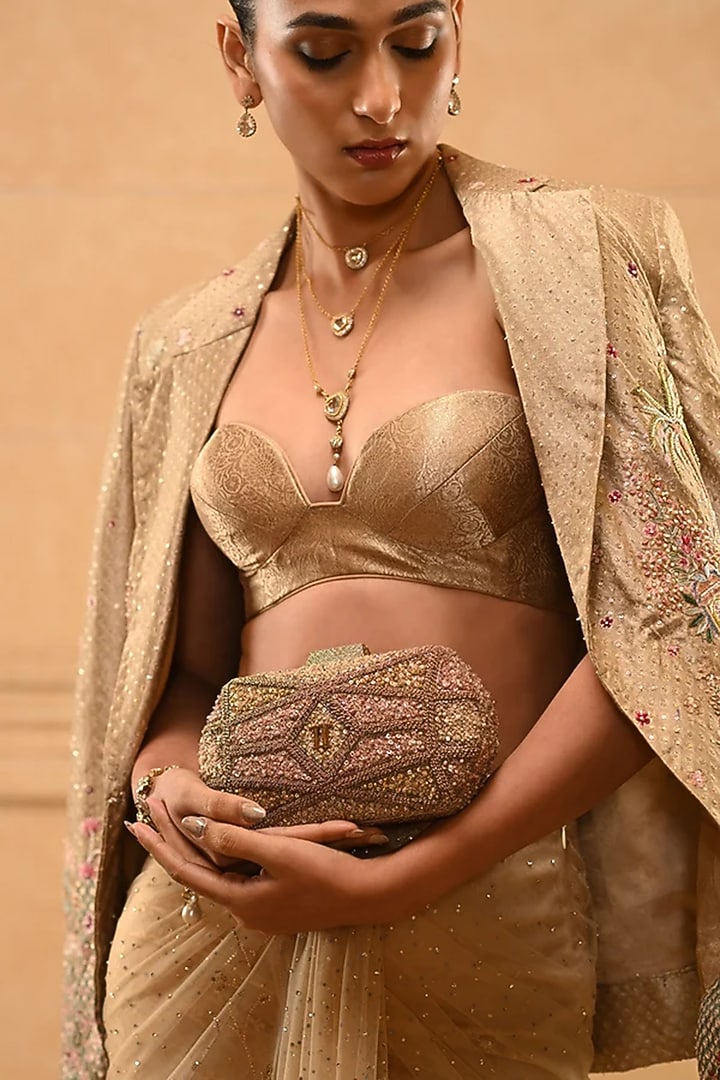 Multi-Colored Viscose Satin Clutch by Tarun Tahiliani Accessories at Pernia's Pop Up Shop