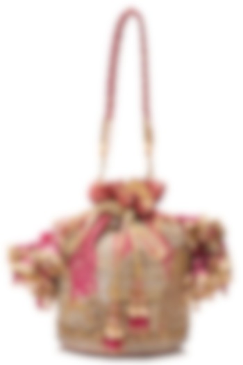 Red Viscose Satin Swarovski & Zari Work Potli by Tarun Tahiliani Accessories at Pernia's Pop Up Shop