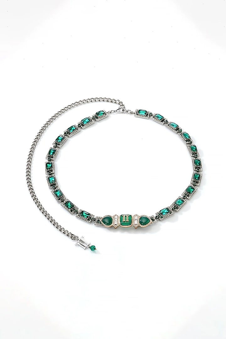 Green Crystal & Metal Chain Belt by Tarun Tahiliani Accessories at Pernia's Pop Up Shop