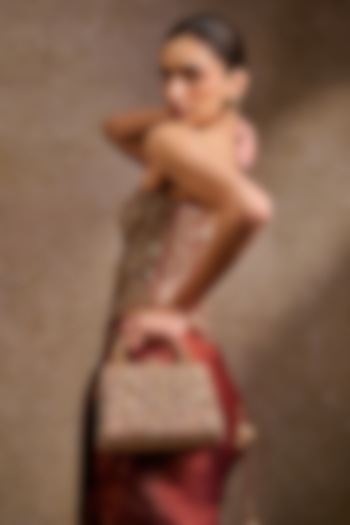 Bronze Kasab Satin Zardosi Embroidered Clutch by Tarun Tahiliani Accessories at Pernia's Pop Up Shop