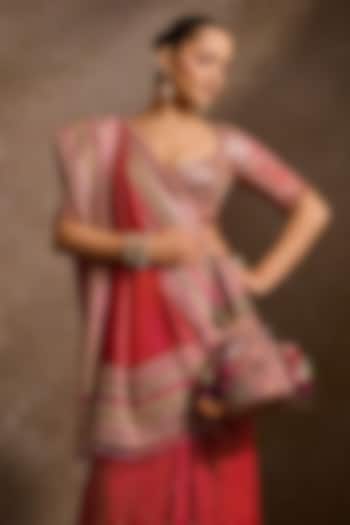 Fuchsia Double Viscose Georgette Kashida Embroidered Potli by Tarun Tahiliani Accessories at Pernia's Pop Up Shop