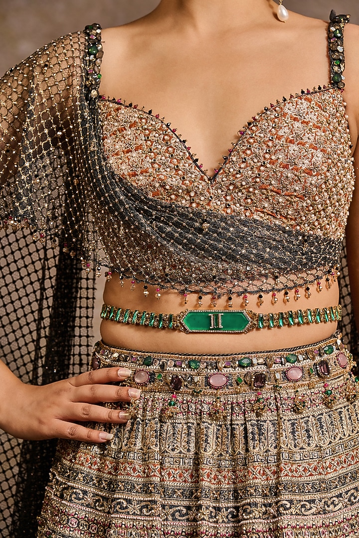 Emerald Green Crystal Belt by Tarun Tahiliani Accessories at Pernia's Pop Up Shop