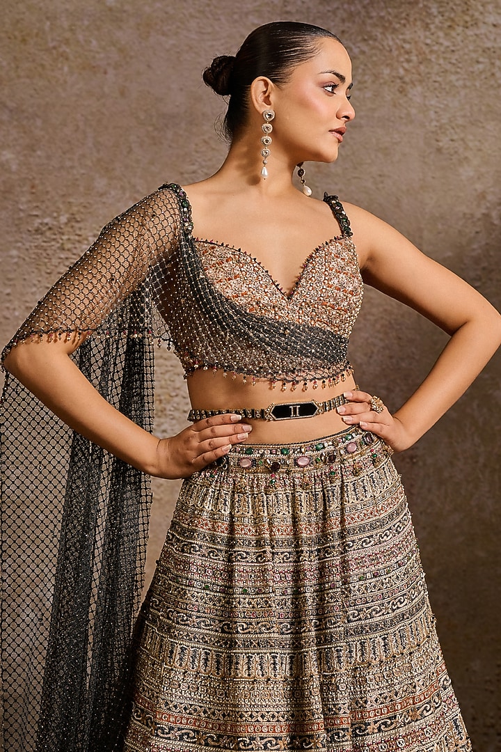 Black & Gold Crystal Belt by Tarun Tahiliani Accessories at Pernia's Pop Up Shop