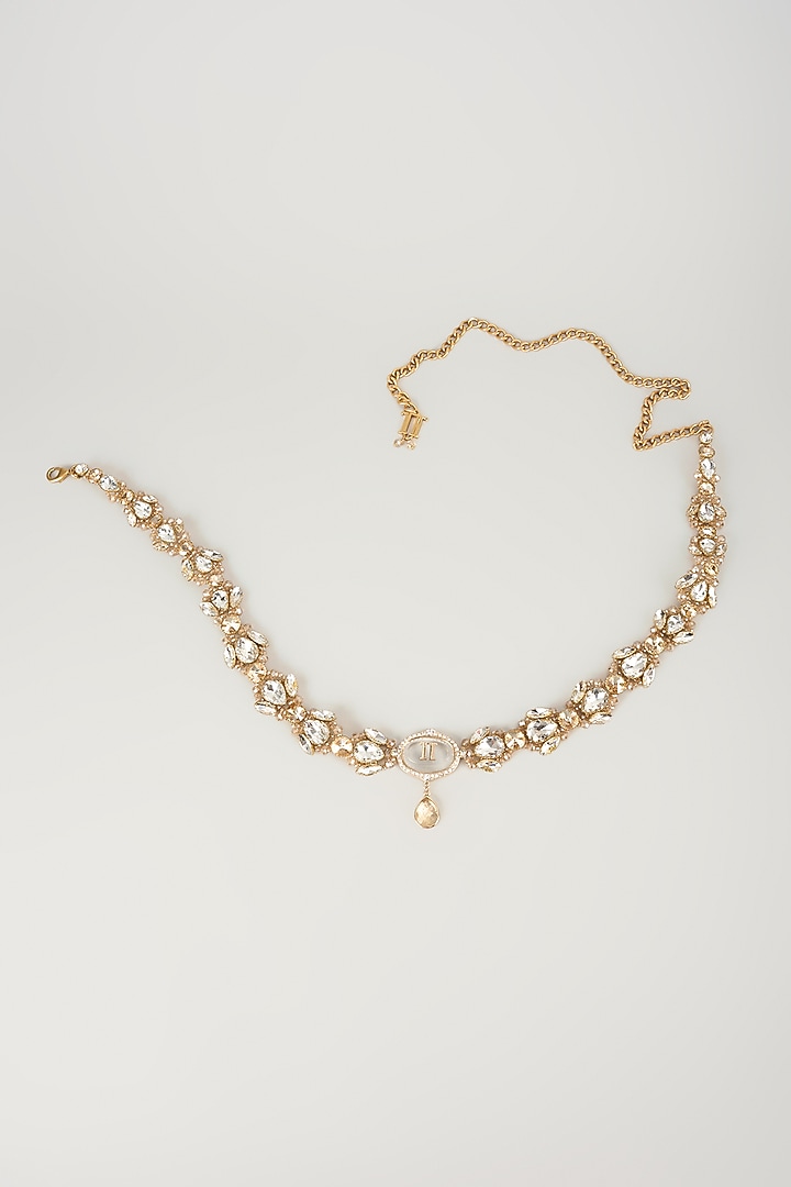 Silver Gold Floral Motif & Crystal Belt by Tarun Tahiliani Accessories at Pernia's Pop Up Shop