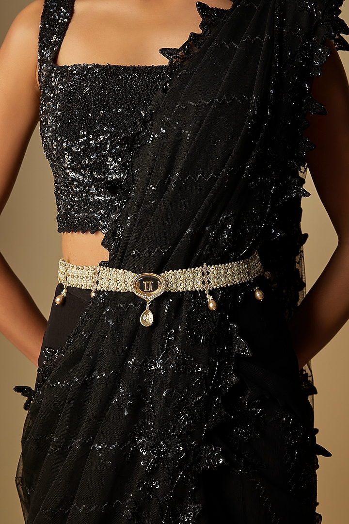 Ivory Swarovski & Baroque Pearl Belt by Tarun Tahiliani Accessories at Pernia's Pop Up Shop