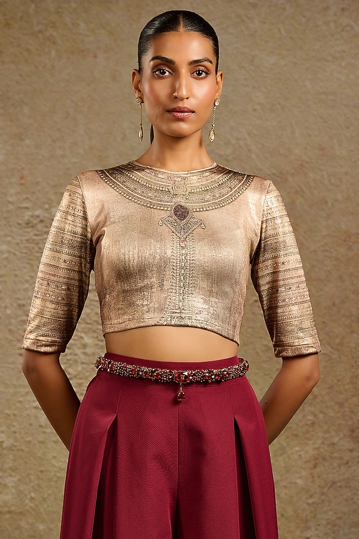 Ruby Crystal Beaded Handmade Belt by Tarun Tahiliani Accessories at Pernia's Pop Up Shop
