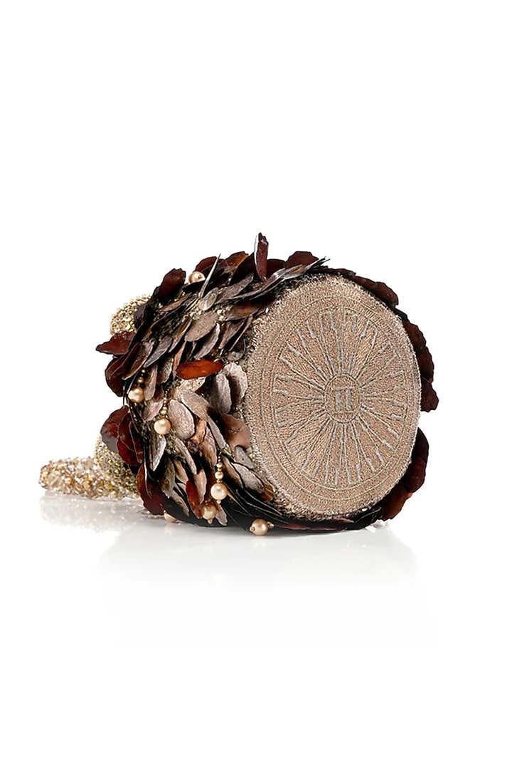 Bronze Viscose Satin Potli by Tarun Tahiliani Accessories at Pernia's Pop Up Shop