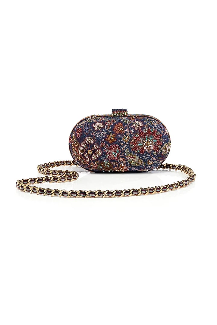 Navy Cotton Moss Clutch by Tarun Tahiliani Accessories at Pernia's Pop Up Shop