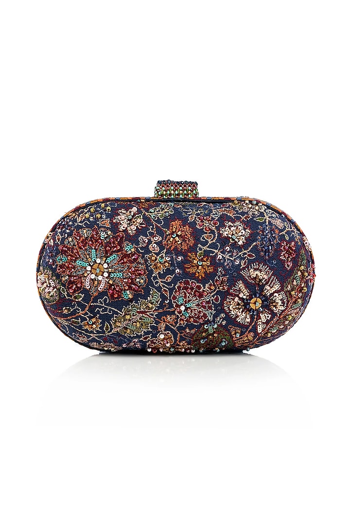 Navy Cotton Moss Clutch by Tarun Tahiliani Accessories at Pernia's Pop Up Shop