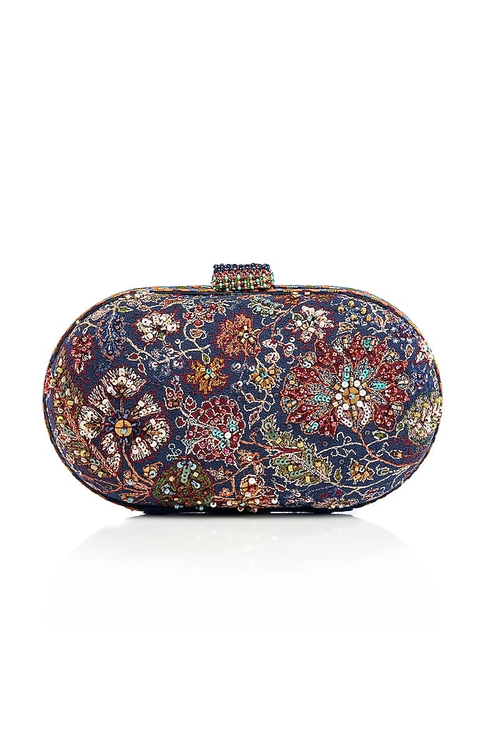 Navy Cotton Moss Clutch by Tarun Tahiliani Accessories at Pernia's Pop Up Shop