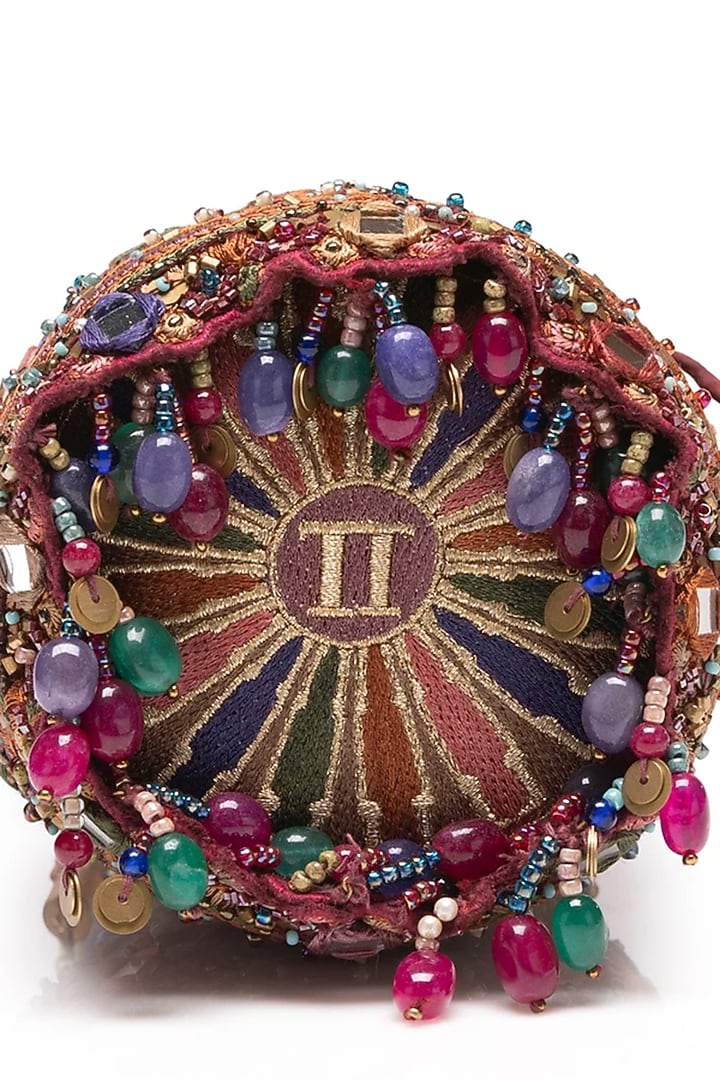 Maroon Cotton Moss Sling Bag by Tarun Tahiliani Accessories at Pernia's Pop Up Shop