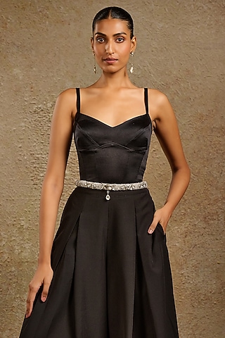Silver Crystal Beaded Handmade Belt by Tarun Tahiliani Accessories