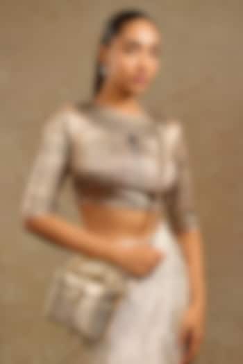 Gold Genuine Italian Leather Vanity Bag by Tarun Tahiliani Accessories at Pernia's Pop Up Shop