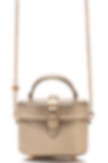Gold Leather Vanity Bag by Tarun Tahiliani Accessories at Pernia's Pop Up Shop