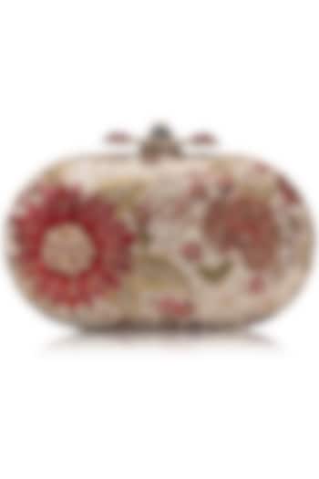 Ivory Silk Tissue Georgette Floral Embellished Clutch by Tarun Tahiliani Accessories at Pernia's Pop Up Shop