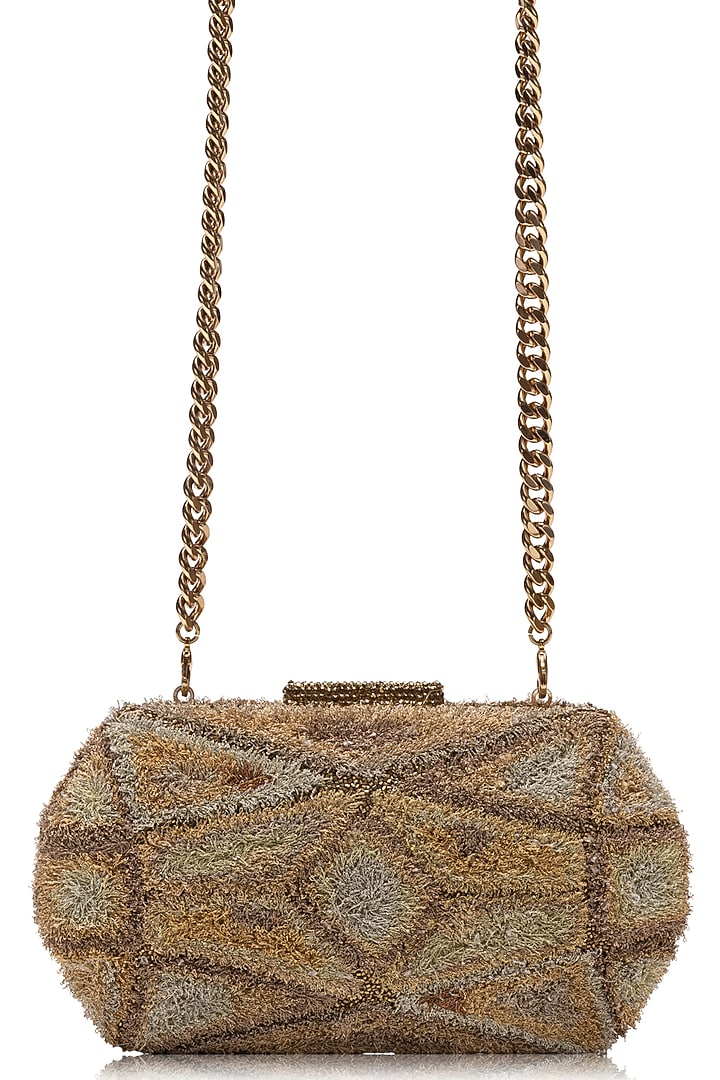 Gold Ombre Viscose Satin Cutdana Embellished Clutch by Tarun Tahiliani Accessories at Pernia's Pop Up Shop