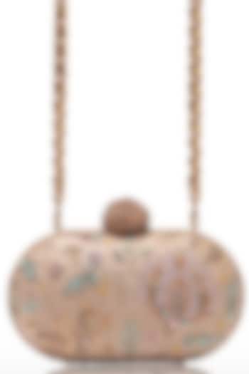 Pastel Pink Satin Swarovski Embellished Clutch by Tarun Tahiliani Accessories at Pernia's Pop Up Shop