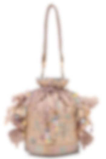 Pastel Pink Satin Bead & Zardosi Embellished Potli Bag by Tarun Tahiliani Accessories at Pernia's Pop Up Shop