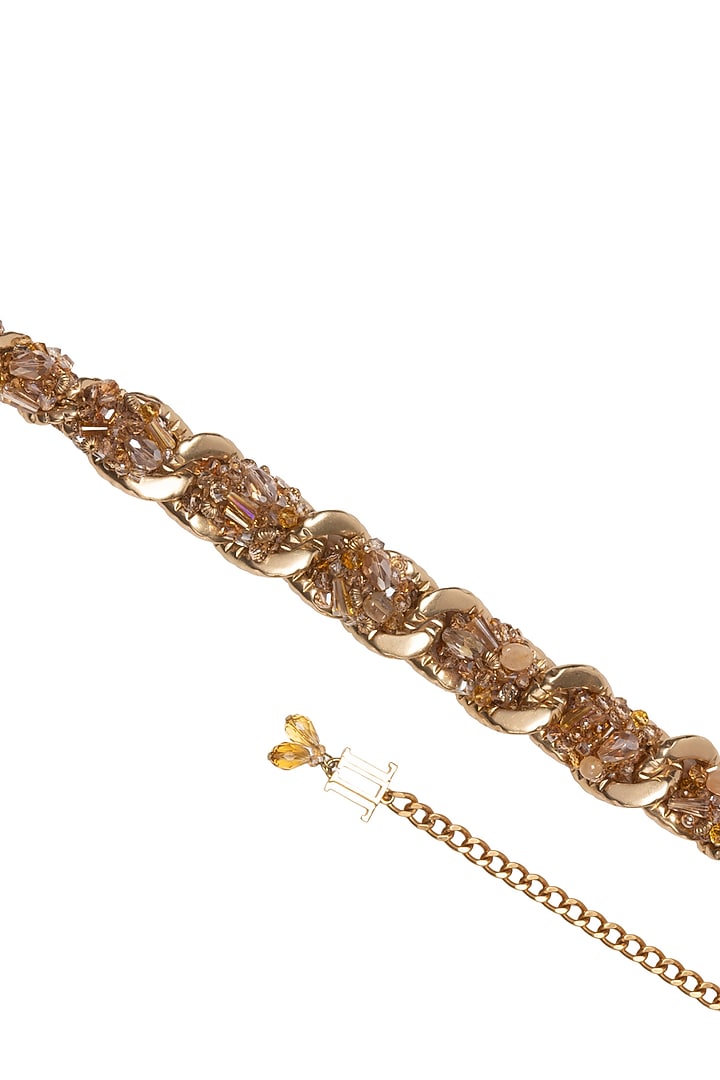 Gold Bead Hand Embellished Ornate Belt by Tarun Tahiliani Accessories at Pernia's Pop Up Shop
